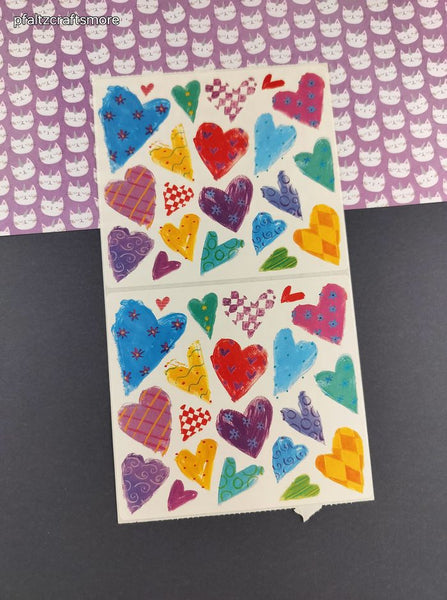 Vintage Frances Meyer, Inc. 2110 Series Colorful Hearts Sticker Sheet, Unused
