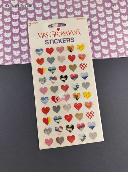 Vintage Mrs. Grossman's Stickers, SHINY Colorful Hearts, 2 Sheets New & Sealed