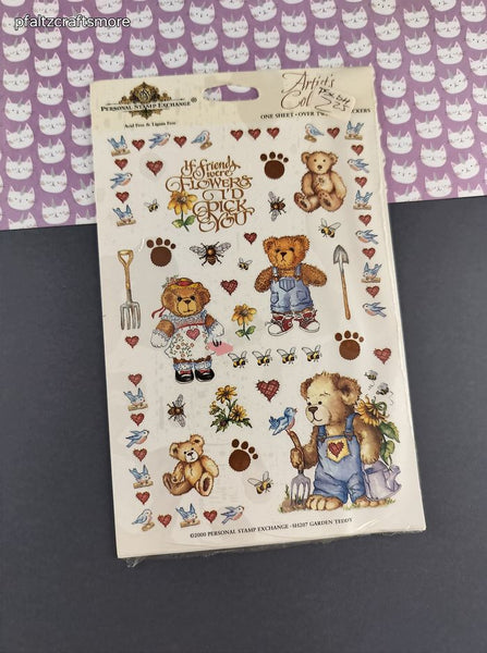 Vintage Personal Stamp Exchange Garden Teddy #SH207, 1 Sheet New & Sealed