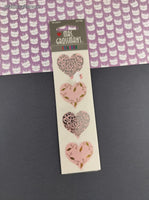 Vintage Mrs. Grossman's Stickers, SHINY "Pink & Silver Hearts", 2 Sheets New / Sealed