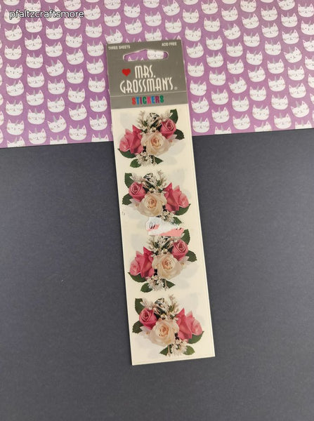 Vintage Mrs. Grossman's Stickers, Floral Bouquet, 3 Sheets New & Sealed