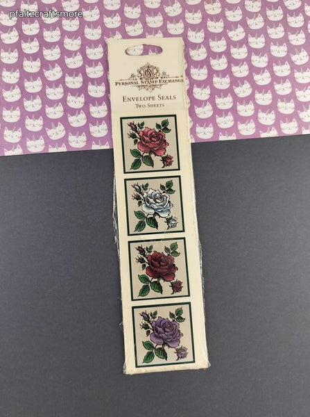 Vintage Personal Stamp Exchange Garden Floral Envelope Seals, 2 Sheets New & Sealed
