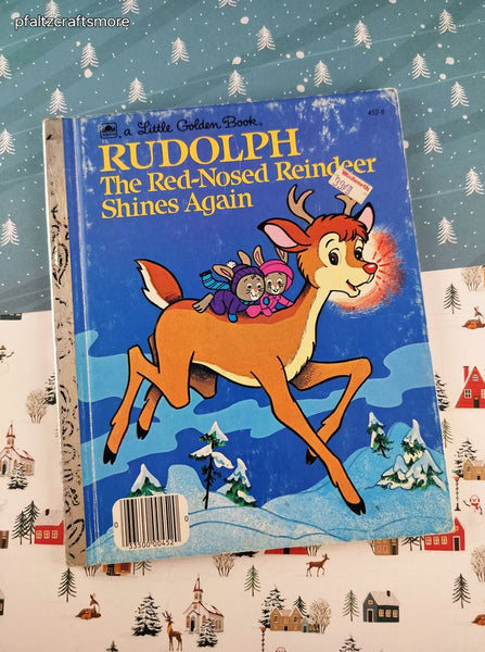 Vintage 1982 Little Golden Book "Rudolph the Red-Nosed Reindeer Shines Again" Hardcover