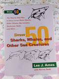 Vintage 1989 Draw 50 Sharks, Whales, and Other Sea Creatures Softcover