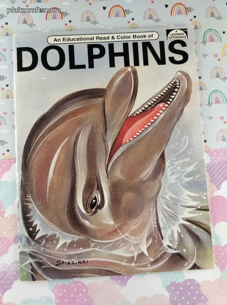 Vintage 1986 Educational Read & Color Book of Dolphins Softcover