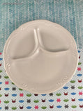Vintage 1990's Pfaltzgraff Filigree Children's Divided Plate White #50-883, Like New