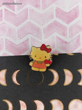 Vintage Hello Kitty w/Red Heart Enamel Pin/Brooch, Bandai Japan
