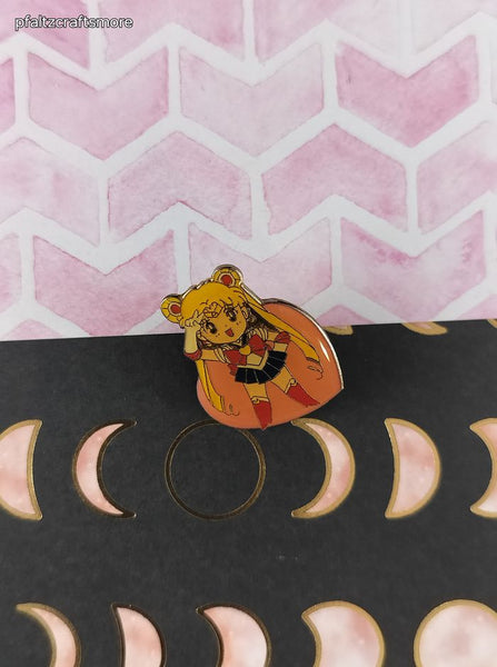 Vintage Sailor Moon Usagi Pink Heart Enamel Pin/Brooch, Bandai Japan TKTAT