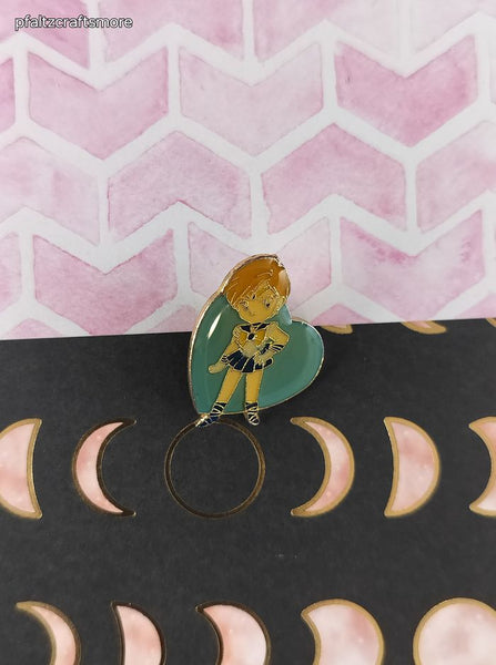 Vintage Sailor Moon Uranus Blue Heart Enamel Pin/Brooch, Bandai Japan TKTAT