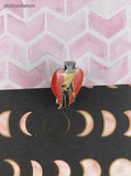 Vintage Sailor Moon Tuxedo Mask Red Heart Enamel Pin/Brooch, Bandai Japan TKTAT