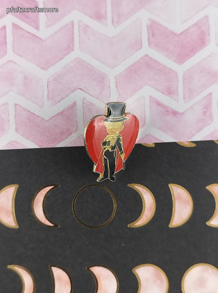Vintage Sailor Moon Tuxedo Mask Red Heart Enamel Pin/Brooch, Bandai Japan TKTAT