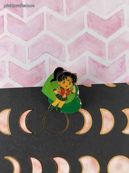 Vintage Sailor Moon Jupiter Green Hearts Enamel Pin/Brooch, Bandai Japan TKTAT