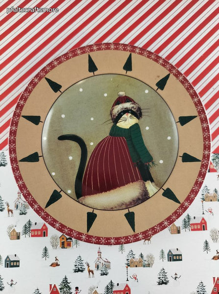 Vintage Oneida Christmas Holiday Cats Lunch/Salad Plate, Nice & Clean 8.25"