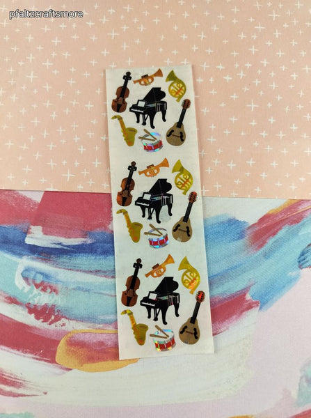 Vintage Sandylion SHINY Instruments Pianos Full Sticker Sheet, Unused