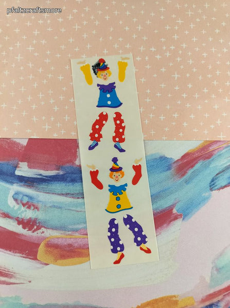 Vintage 1993 Mrs. Grossman's Colorful Clowns Full Sticker Sheet, Unused