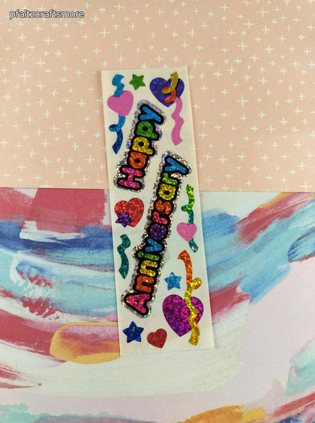 Vintage Sandylion SHINY Happy Anniversary Full Sticker Sheet, Unused
