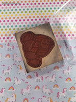 Vintage Holly Berry House Sad Bunny Rabbit w/Bow Wooden Block/Rubber Stamp