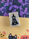 Vintage Mostly Hearts Trick-or-Treating Witch w/Goodie Bag Wooden Block/Rubber Stamp
