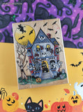 Vintage Rubber Stampede Halloween Haunted House A1462G Wooden Block/Rubber Stamp