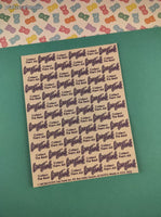 Vintage Lisa Frank Purple Rainbow Outer Space Rockets Full Sticker Sheet #S122