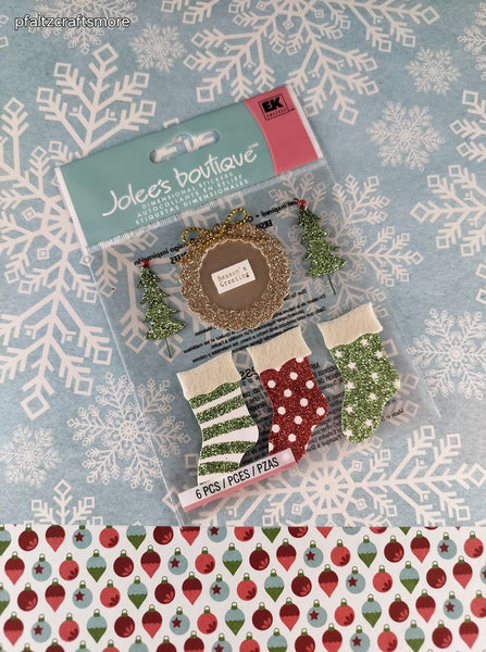Jolee's Boutique Christmas Winter Stockings 3-Dimensional Sticker Pack, New/Sealed
