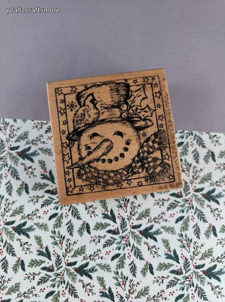 Vintage 2000 PSX G-3089 Winter Snowman Wooden Block/Rubber Stamp