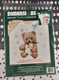 Vintage 1992 Dimensions Iron-On Fashion Transfer Christmas Angel w/Teddy Bear NEW SEALED