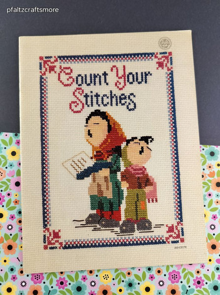 Vintage 1975 Zim's Creative Craft "Count Your Stitches" Counted Cross Stitch Softcover Booklet