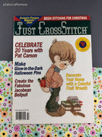 Vintage October 1993 Just CrossStitch Crafting Holiday Christmas Softcover Magazine