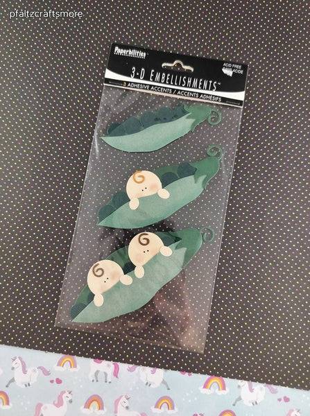 Paperbilities New Baby Peas in a Pod 3-Dimensional Sticker Pack, New/Sealed