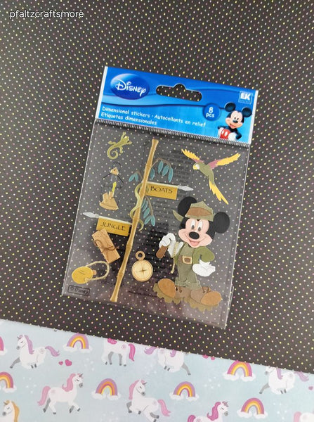 Walt Disney's Mickey Mouse Jungle Exploration 3-Dimensional Sticker Pack, New/Sealed
