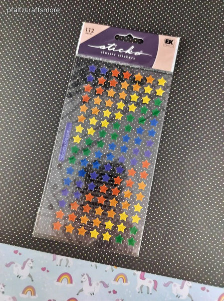 Vintage Sticko "Jelly Stars" SHINY Shimmer Binder Sticker Sheet, New & Sealed