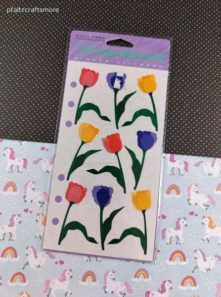Vintage Stickopotamus Stickers, "Floral Tulips", 1 Sheet New & Sealed