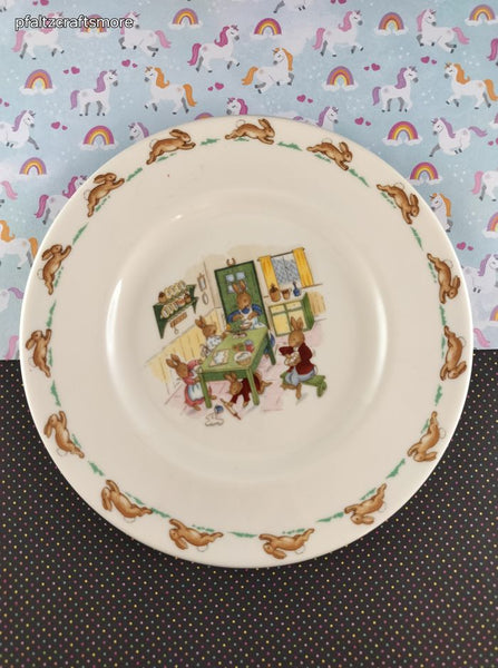 Vintage 1990's Bunnykins Baking in the Kitchen 1936 Royal Doulton 8" Plate