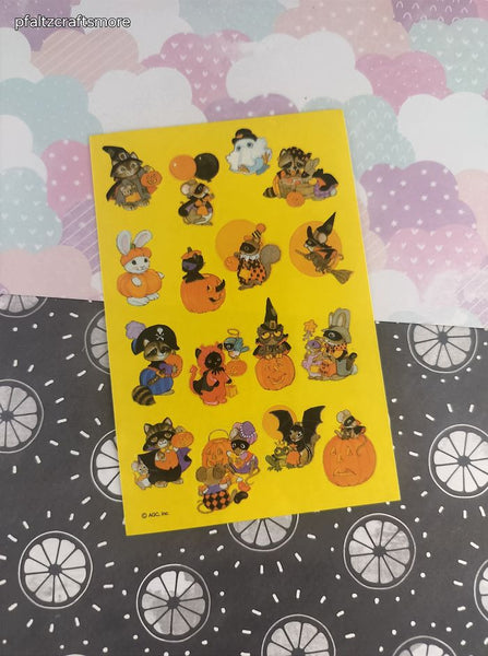 Vintage Halloween Critters Full Sticker Sheet AGC American Greetings, 4" x 6" Unused