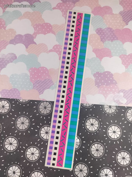Vintage 1997 Mrs. Grossman's Design Lines Pink Purple Blue Borders Large Full Sticker Sheet, Unused