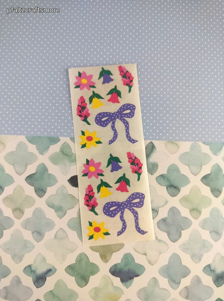 Vintage 1995 Creative Memories Flowers & Ribbons Colorful Full Sticker Sheet, Unused