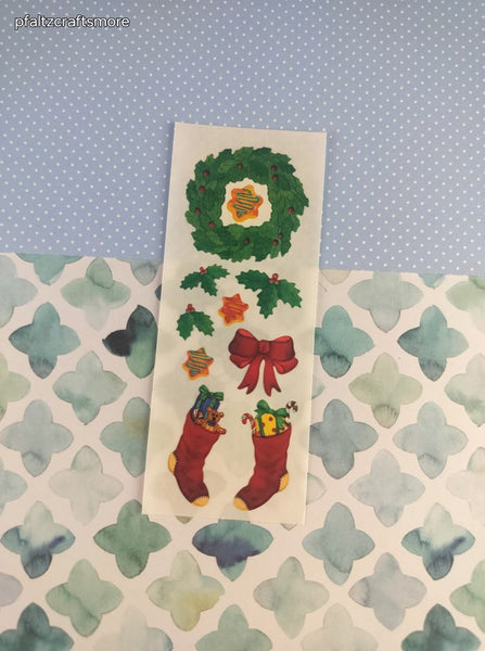 Vintage 2000 Creative Memories Winter Christmas Wreath Presents Full Sticker Sheet, Unused