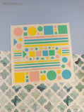 Vintage 1992 Mrs. Grossman's Pastel Geometrics Shapes Full Sticker Sheet, Clean & Unused