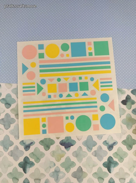 Vintage 1992 Mrs. Grossman's Pastel Geometrics Shapes Full Sticker Sheet, Clean & Unused