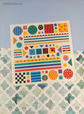 Vintage 1999 Mrs. Grossman's Patterned Geometrics Shapes Full Sticker Sheet, Clean & Unused