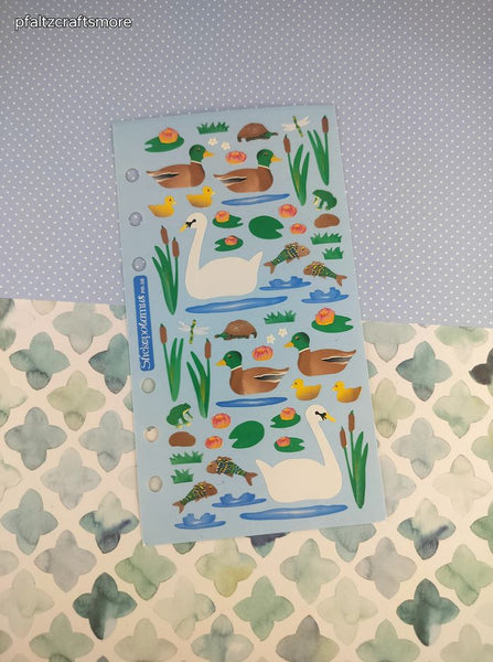 Vintage Stickopotamus "Swans & Ducklings" Binder Sticker Sheet, Unused