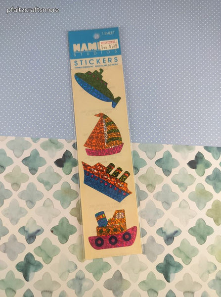 Vintage Hambly Stickers, Prismatic SHINY Colorful Sailboats, 1 Sheet New & Sealed