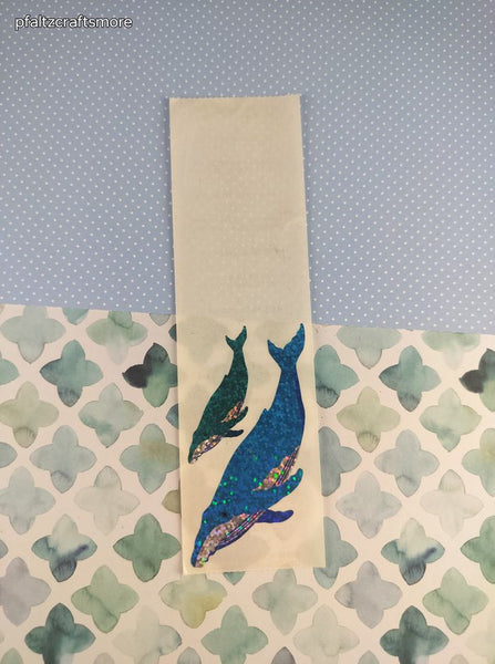 Vintage Hambly SHINY Blue Whales Full Sticker Sheet, Partially Used