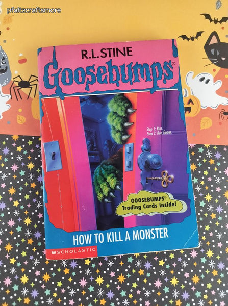 Vintage 1996 1st Printing R.L. Stine Goosebumps #46, How to Kill a Monster *w/Trading Cards*