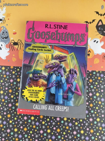 Vintage 1996 1st Printing R.L. Stine Goosebumps #50, Calling All Creeps! *w/Trading Cards*