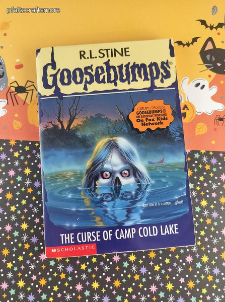 Vintage 1997 1st Printing R.L. Stine Goosebumps #56, The Curse of Camp Cold Lake *w/Trading Cards*