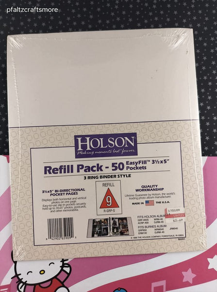 Vintage 1988 Holson Refill Pack - 50 EasyFill Pockets 3 Ring Binder Style NOS
