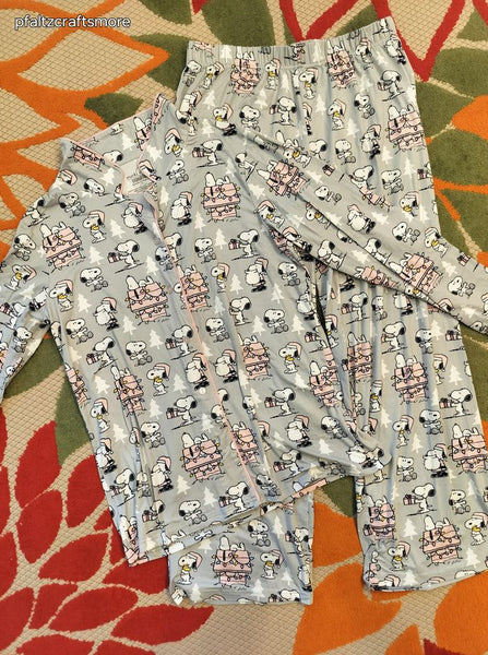 Munki Munki Peanuts Christmas Snoopy Super Soft Loungewear Pajama Set Size Large