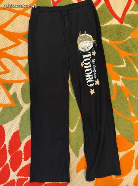 Men's Studio Ghibli My Neighbor Totoro Black Soft Lounge Sleep Pants Sz Medium